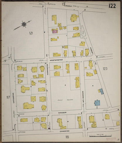 Sanborn Fire Insurance Map from Worcester, Worcester County, Massachusetts (1910), Sheet #0122 - Historic Sanborn Fire Insurance Map Print, vintage old map wall art, antique decor, genealogy gift, Massachusetts Massachusetts map