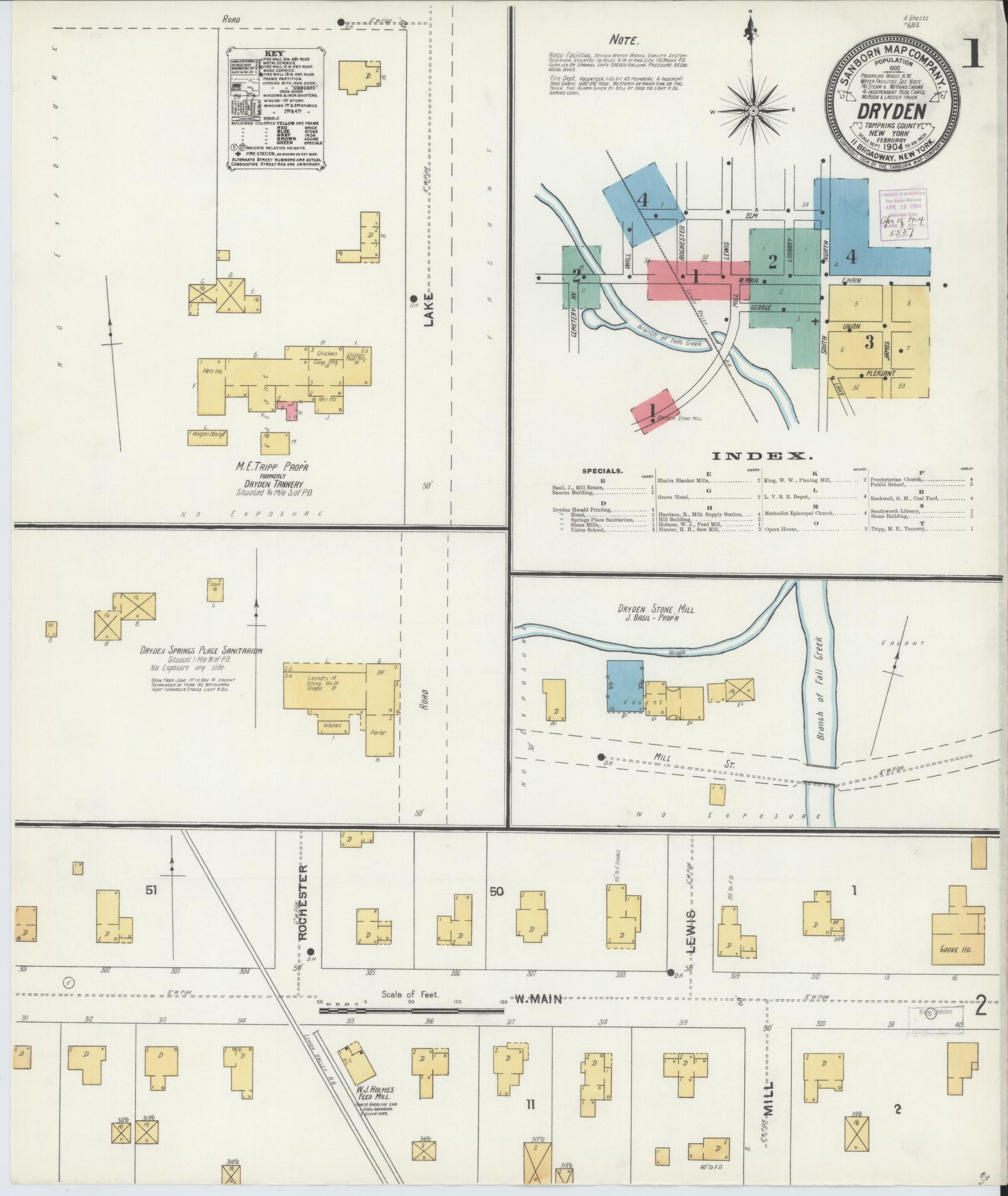 Sanborn Fire Insurance Map from Dryden, Tompkins County, New York. (1904) – Historic Sanborn Fire Insurance Map Print