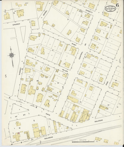 Sanborn Fire Insurance Map from Stamps, Lafayette County, Arkansas (1913), Sheet #0006 - Complete Map Set gallery image, historic Sanborn map, vintage wall art, Arkansas Arkansas