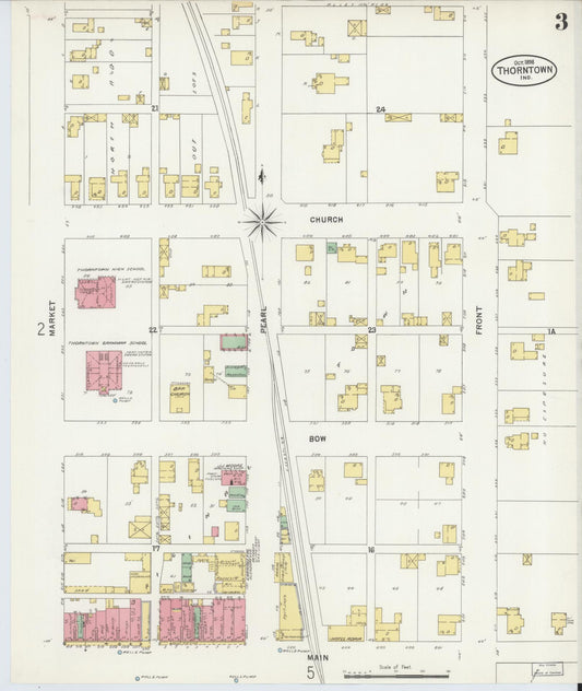 Sanborn Fire Insurance Map from Thorntown, Boone County, Indiana (1898), Sheet #0003 - Historic Sanborn Fire Insurance Map Print, vintage old map wall art, antique decor, genealogy gift, Indiana Indiana map