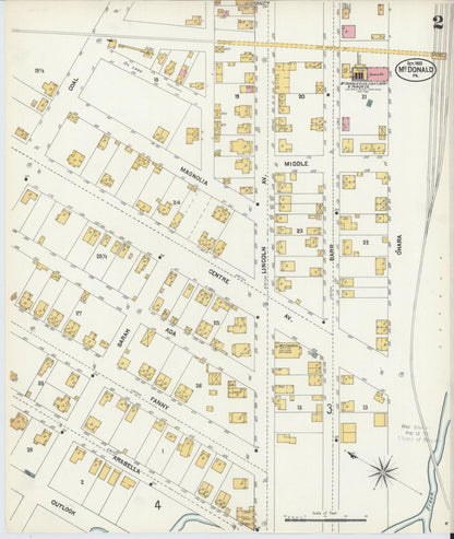 Sanborn Fire Insurance Map from McDonald, Washington County, Pennsylvania (1902), Sheet #0002 - Historic Sanborn Fire Insurance Map Print, vintage old map wall art, antique decor, genealogy gift, Pennsylvania Pennsylvania map
