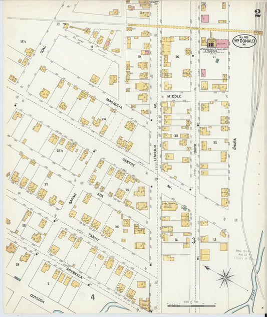 Sanborn Fire Insurance Map from McDonald, Washington County, Pennsylvania (1902), Sheet #0002 - Historic Sanborn Fire Insurance Map Print, vintage old map wall art, antique decor, genealogy gift, Pennsylvania Pennsylvania map