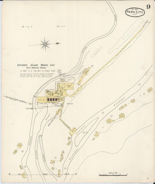 Sanborn Fire Insurance Map from Park City, Summit County, Utah (1889), Sheet #0009 - Historic Sanborn Fire Insurance Map Print, vintage old map wall art, antique decor, genealogy gift, Utah Utah map