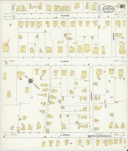 Sanborn Fire Insurance Map from Concord, Cabarrus County, North Carolina (1911), Sheet #0010 - Complete Map Set gallery image, historic Sanborn map, vintage wall art, North Carolina North Carolina