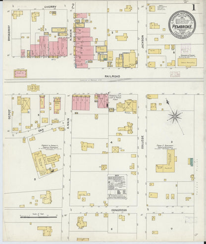 Sanborn Fire Insurance Map from Pembroke, Christian County, Kentucky (1905), Sheet #0001 - Complete Map Set gallery image, historic Sanborn map, vintage wall art, Kentucky Kentucky