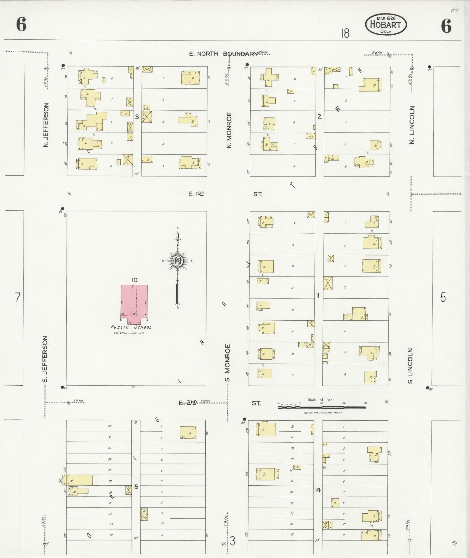 Sanborn Fire Insurance Map from Hobart, Kiowa County, Oklahoma (1926), Sheet #0006 - Complete Map Set gallery image, historic Sanborn map, vintage wall art, Oklahoma Oklahoma