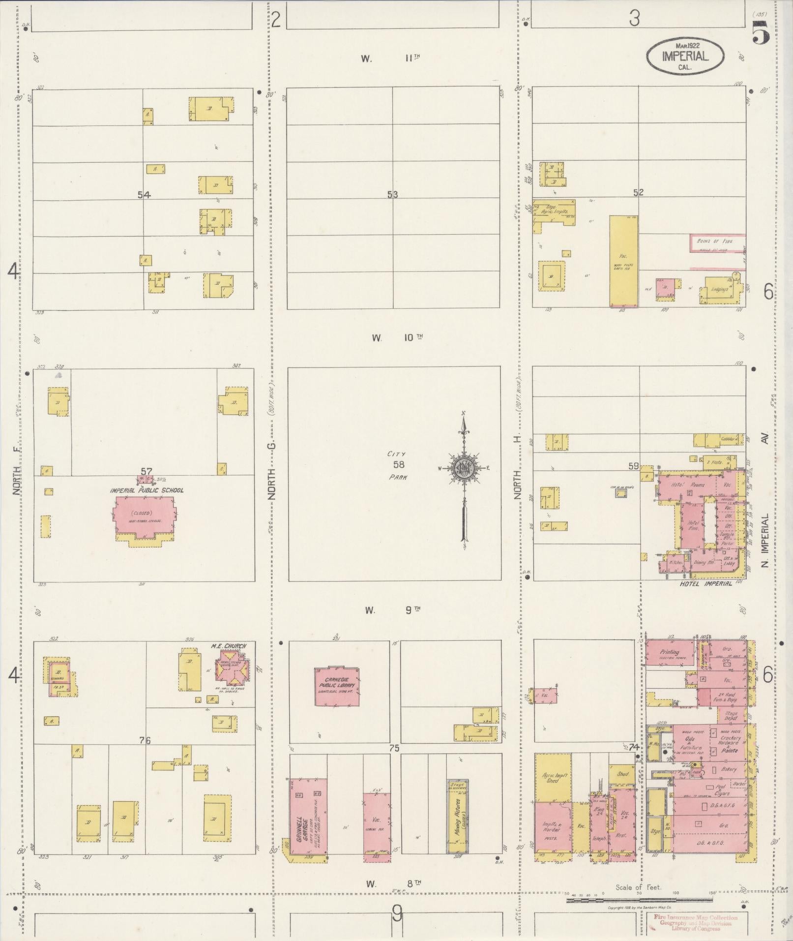 Sanborn Fire Insurance Map from Imperial, Imperial County, California (1922), Sheet #0005 - Historic Sanborn Fire Insurance Map Print, vintage old map wall art, antique decor, genealogy gift, California California map