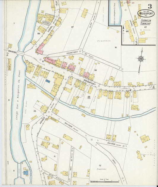 Sanborn Fire Insurance Map from Weissport, Carbon County, Pennsylvania (1915), Sheet #0003 - Historic Sanborn Fire Insurance Map Print, vintage old map wall art, antique decor, genealogy gift, Pennsylvania Pennsylvania map