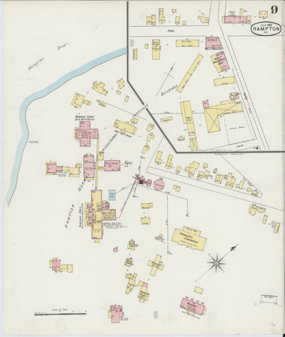 Sanborn Fire Insurance Map from Hampton, Independent Cities, Virginia (1895), Sheet #0009 - Complete Map Set gallery image, historic Sanborn map, vintage wall art, Virginia Virginia