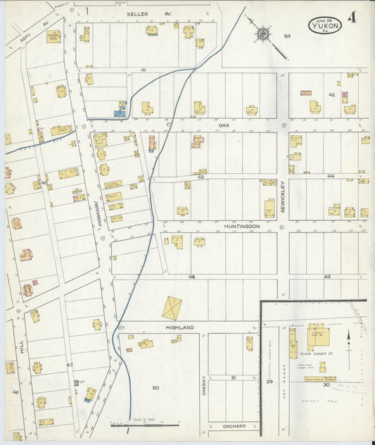 Sanborn Fire Insurance Map from Yukon, Westmoreland County, Pennsylvania (1916), Sheet #0004 - Historic Sanborn Fire Insurance Map Print, vintage old map wall art, antique decor, genealogy gift, Pennsylvania Pennsylvania map