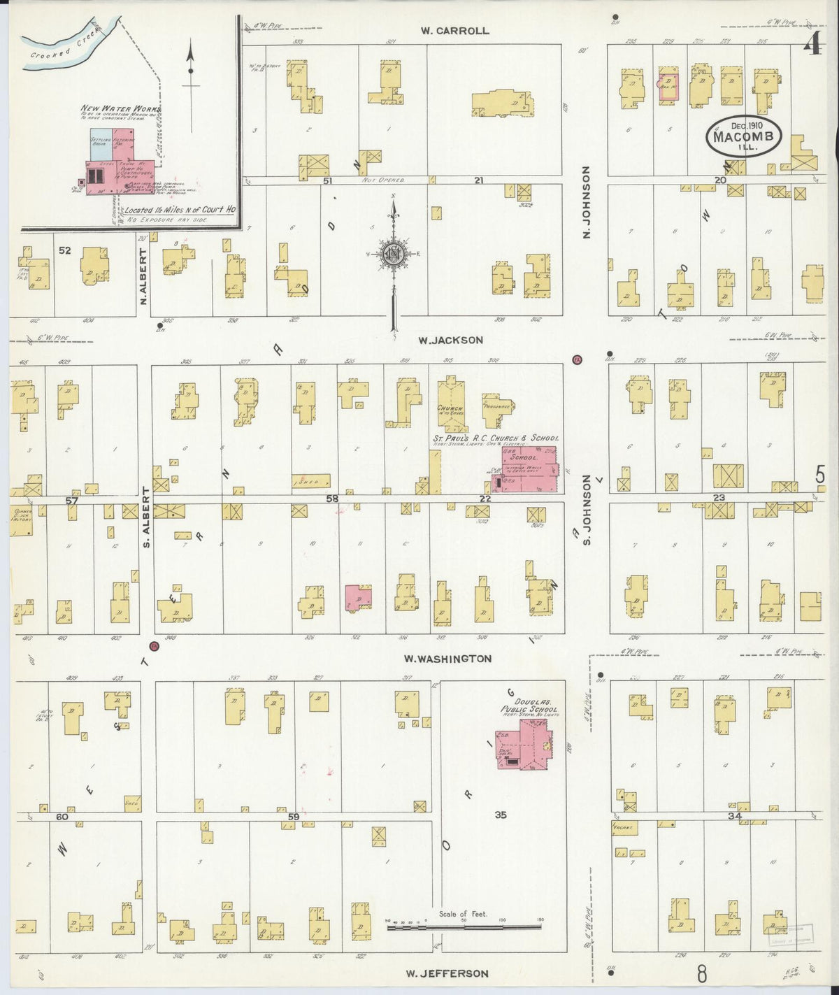 Sanborn Fire Insurance Map from Macomb, Mcdonough County, Illinois (1910), Sheet #0004 - Complete Map Set gallery image, historic Sanborn map, vintage wall art, Illinois Illinois