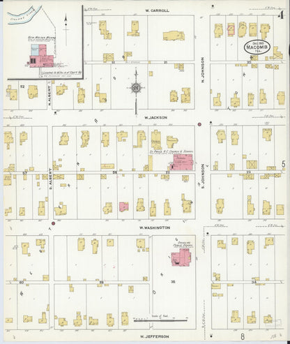 Sanborn Fire Insurance Map from Macomb, Mcdonough County, Illinois (1910), Sheet #0004 - Complete Map Set gallery image, historic Sanborn map, vintage wall art, Illinois Illinois