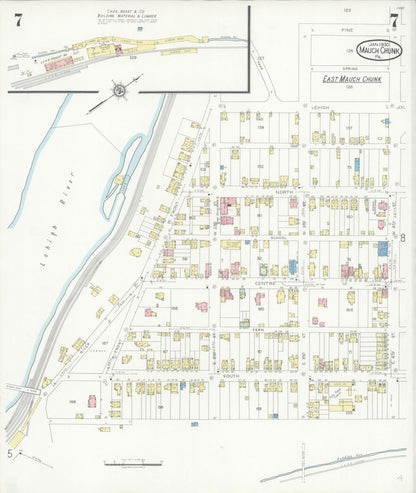 Sanborn Fire Insurance Map from Mauch Chunk, Carbon County, Pennsylvania (1930), Sheet #0007 - Historic Sanborn Fire Insurance Map Print, vintage old map wall art, antique decor, genealogy gift, Pennsylvania Pennsylvania map