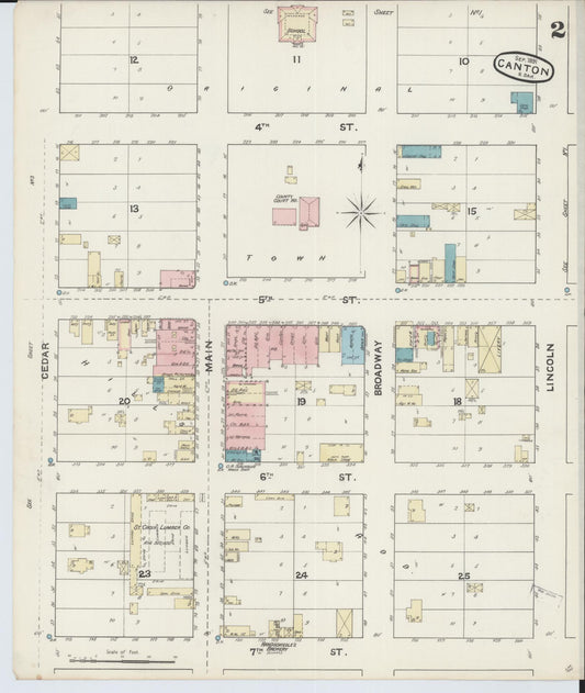 Sanborn Fire Insurance Map from Canton, Lincoln County, South Dakota (1891), Sheet #0002 - Historic Sanborn Fire Insurance Map Print, vintage old map wall art, antique decor, genealogy gift, South Dakota South Dakota map