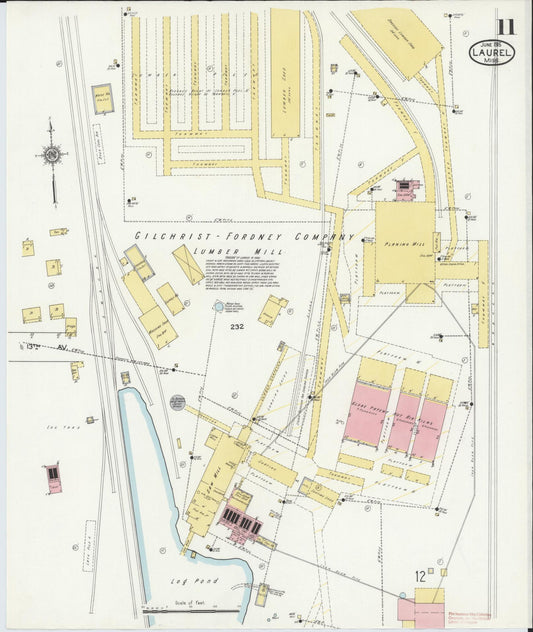 Sanborn Fire Insurance Map from Laurel, Jones County, Mississippi (1915), Sheet #0011 - Historic Sanborn Fire Insurance Map Print, vintage old map wall art, antique decor, genealogy gift, Mississippi Mississippi map