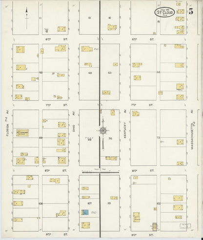 Sanborn Fire Insurance Map from Saint Cloud, Osceola County, Florida (1915), Sheet #0005 - Historic Sanborn Fire Insurance Map Print, vintage old map wall art, antique decor, genealogy gift, Florida Florida map
