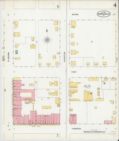 Sanborn Fire Insurance Map from Hawkinsville, Pulaski County, Georgia (1900), Sheet #0004 - Complete Map Set gallery image, historic Sanborn map, vintage wall art, Georgia Georgia