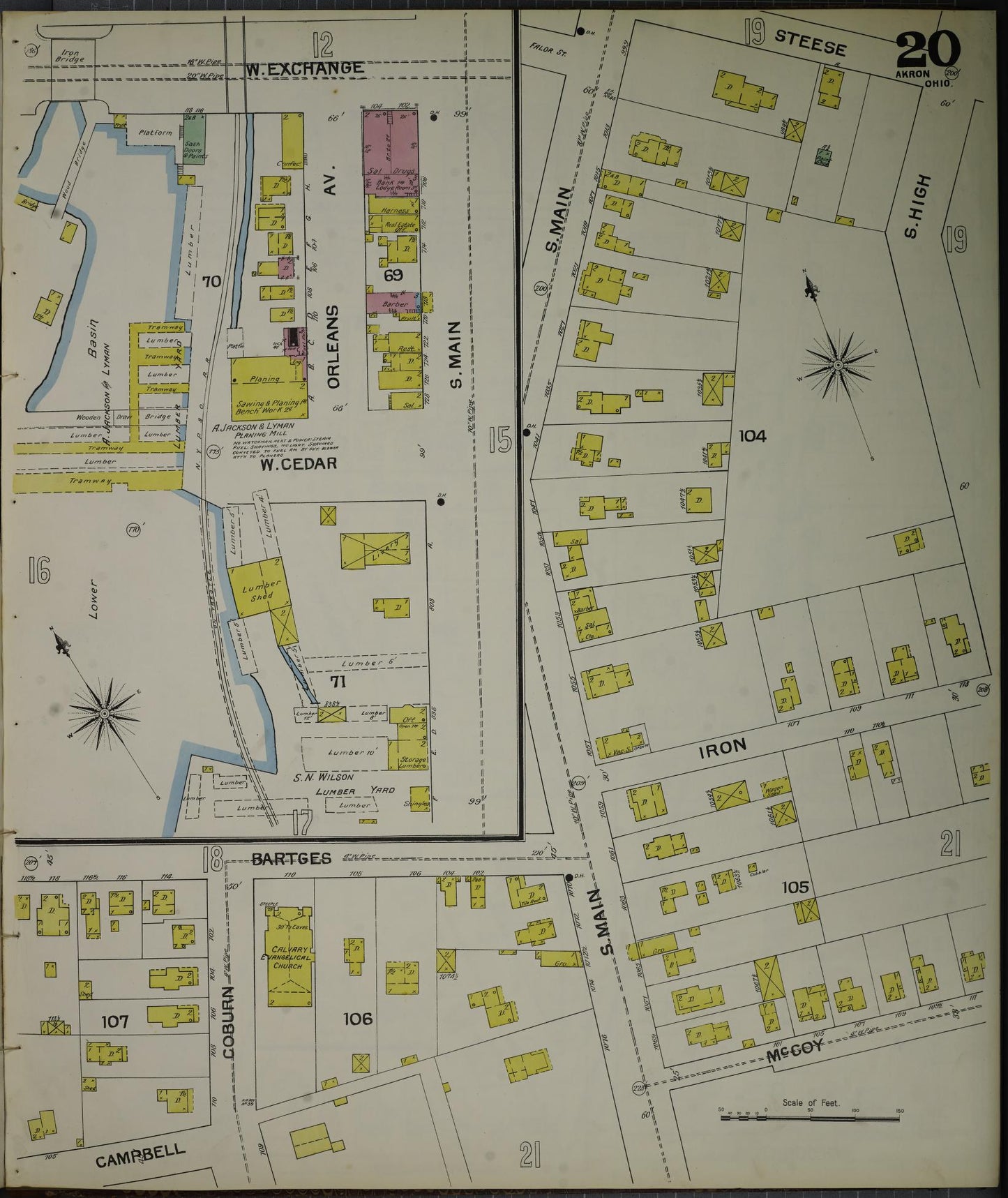 Sanborn Fire Insurance Map from Akron, Summit County, Ohio (1892), Sheet #0020 - Complete Map Set gallery image, historic Sanborn map, vintage wall art, Ohio Ohio
