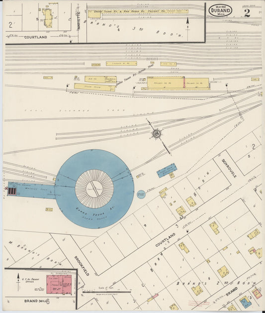 Sanborn Fire Insurance Map from Durand, Shiawassee County, Michigan (1922), Sheet #0002 - Historic Sanborn Fire Insurance Map Print, vintage old map wall art, antique decor, genealogy gift, Michigan Michigan map