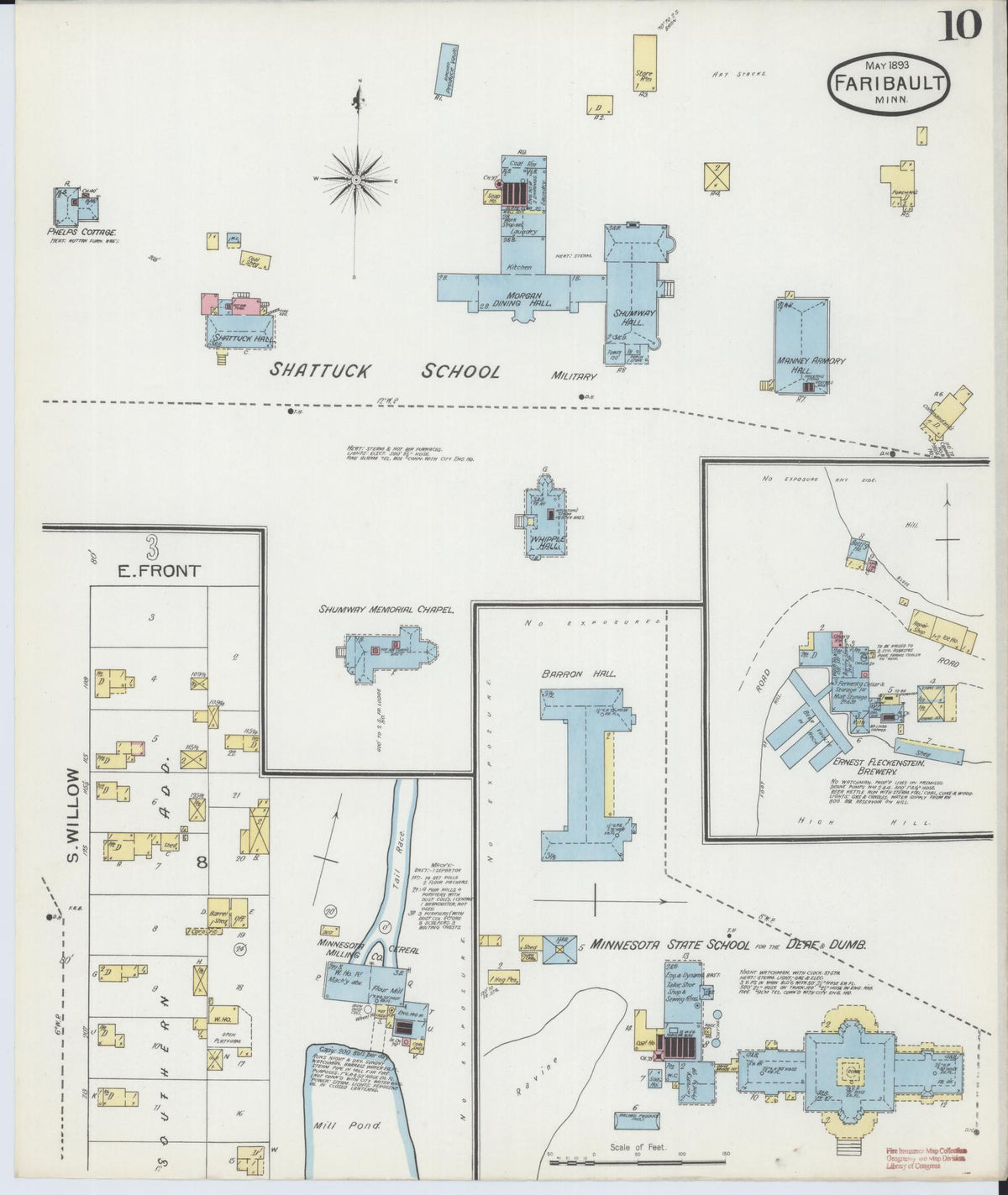 Sanborn Fire Insurance Map from Faribault, Rice County, Minnesota (1893), Sheet #0010 - Historic Sanborn Fire Insurance Map Print, vintage old map wall art, antique decor, genealogy gift, Minnesota Minnesota map