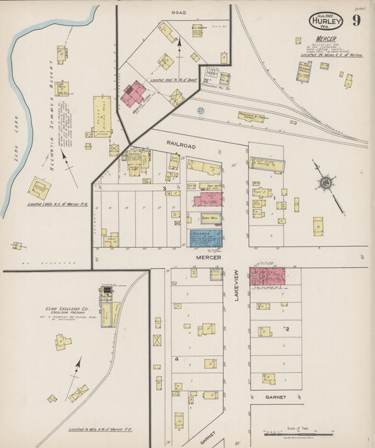 Sanborn Fire Insurance Map from Hurley, Iron County, Wisconsin (1922), Sheet #0009 - Historic Sanborn Fire Insurance Map Print, vintage old map wall art, antique decor, genealogy gift, Wisconsin Wisconsin map