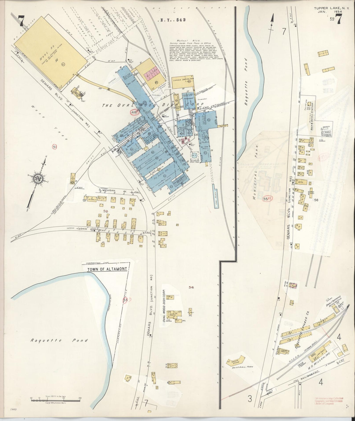 Sanborn Fire Insurance Map from Tupper Lake, Franklin County, New York (1950), Sheet #0007 - Historic Sanborn Fire Insurance Map Print, vintage old map wall art, antique decor, genealogy gift, New York New York map