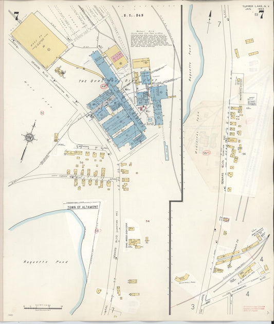Sanborn Fire Insurance Map from Tupper Lake, Franklin County, New York (1950), Sheet #0007 - Historic Sanborn Fire Insurance Map Print, vintage old map wall art, antique decor, genealogy gift, New York New York map
