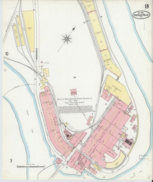 Sanborn Fire Insurance Map from Hoosick Falls, Rensselaer County, New York (1904), Sheet #0009 - Historic Sanborn Fire Insurance Map Print, vintage old map wall art, antique decor, genealogy gift, New York New York map