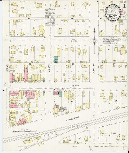 Sanborn Fire Insurance Map from Wilton Junction, Muscatine County, Iowa (1895), Sheet #0001 - Historic Sanborn Fire Insurance Map Print, vintage old map wall art
