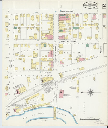 Sanborn Fire Insurance Map from Millersburg, Holmes County, Ohio (1892), Sheet #0002 - Historic Sanborn Fire Insurance Map Print, vintage old map wall art, antique decor, genealogy gift, Ohio Ohio map