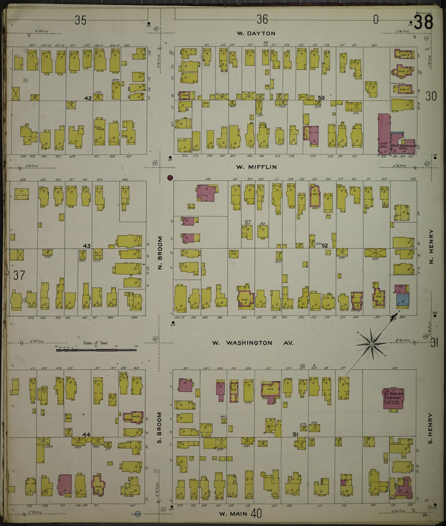 Sanborn Fire Insurance Map from Madison, Dane County, Wisconsin (1908), Sheet #0038 - Historic Sanborn Fire Insurance Map Print, vintage old map wall art, antique decor, genealogy gift, Wisconsin Wisconsin map