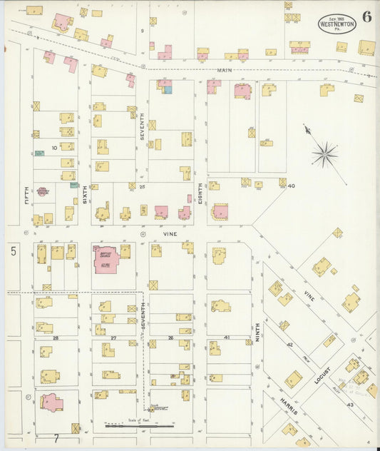 Sanborn Fire Insurance Map from West Newton, Westmoreland County, Pennsylvania (1905), Sheet #0006 - Historic Sanborn Fire Insurance Map Print, vintage old map wall art, antique decor, genealogy gift, Pennsylvania Pennsylvania map