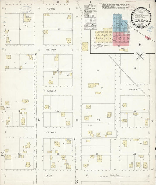 Sanborn Fire Insurance Map from Garfield, Whitman County, Washington (1899), Sheet #0001 - Complete Map Set gallery image, historic Sanborn map, vintage wall art, Washington Washington