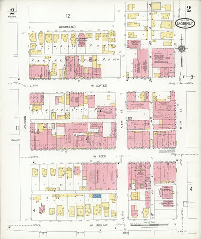 Sanborn Fire Insurance Map from Moberly, Randolph County, Missouri (1923), Sheet #0002 - Complete Map Set gallery image, historic Sanborn map, vintage wall art, Missouri Missouri