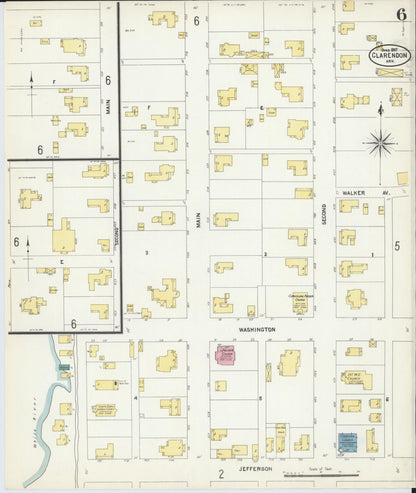Sanborn Fire Insurance Map from Clarendon, Monroe County, Arkansas (1907), Sheet #0006 - Complete Map Set gallery image, historic Sanborn map, vintage wall art, Arkansas Arkansas