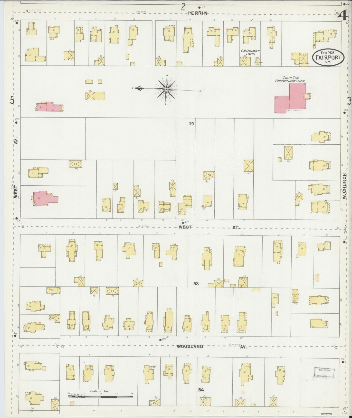 Sanborn Fire Insurance Map from Fairport, Monroe County, New York (1905), Sheet #0004 - Complete Map Set gallery image, historic Sanborn map, vintage wall art, New York New York