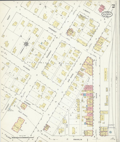 Sanborn Fire Insurance Map from Elroy, Juneau County, Wisconsin (1914), Sheet #0002 - Complete Map Set gallery image, historic Sanborn map, vintage wall art, Wisconsin Wisconsin