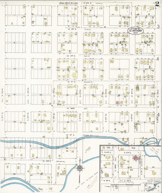 Sanborn Fire Insurance Map from Saint Anthony, Fremont County, Idaho (1921), Sheet #0002 - Historic Sanborn Fire Insurance Map Print, vintage old map wall art, antique decor, genealogy gift, Idaho Idaho map