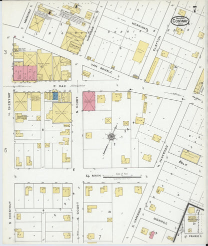 Sanborn Fire Insurance Map from Conway, Faulkner County, Arkansas (1919), Sheet #0007 - Complete Map Set gallery image, historic Sanborn map, vintage wall art, Arkansas Arkansas