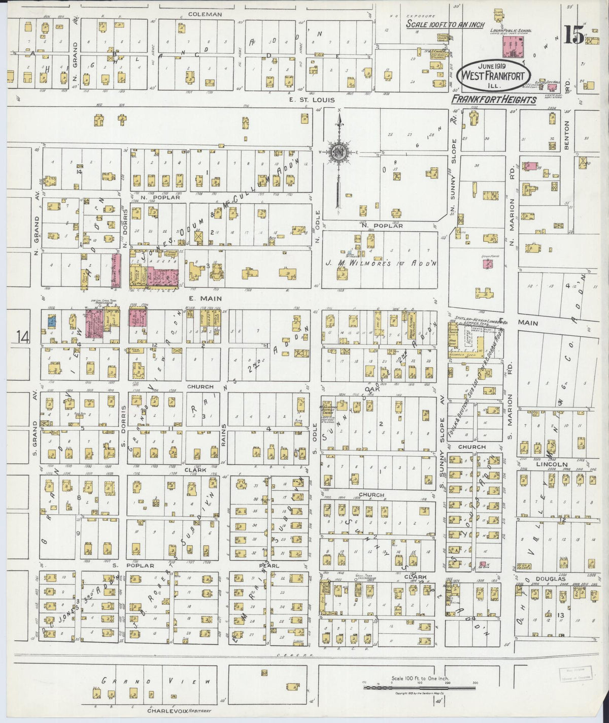 Sanborn Fire Insurance Map from West Frankfort, Franklin County, Illinois (1919), Sheet #0015 - Historic Sanborn Fire Insurance Map Print, vintage old map wall art, antique decor, genealogy gift, Illinois Illinois map
