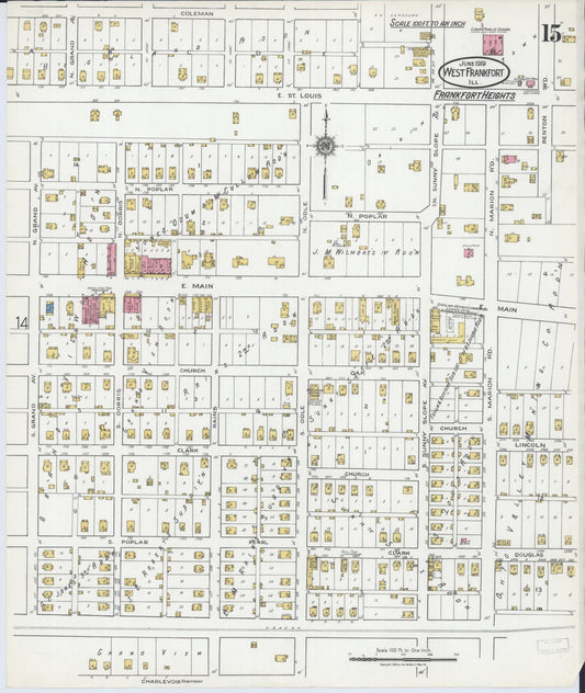 Sanborn Fire Insurance Map from West Frankfort, Franklin County, Illinois (1919), Sheet #0015 - Historic Sanborn Fire Insurance Map Print, vintage old map wall art, antique decor, genealogy gift, Illinois Illinois map