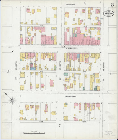 Sanborn Fire Insurance Map from New Ulm, Brown County, Minnesota (1899), Sheet #0003 - Historic Sanborn Fire Insurance Map Print, vintage old map wall art, antique decor, genealogy gift, Minnesota Minnesota map