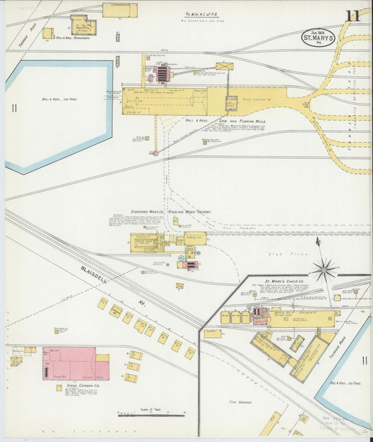 Sanborn Fire Insurance Map from Saint Marys, Elk County, Pennsylvania (1904), Sheet #0011 - Historic Sanborn Fire Insurance Map Print, vintage old map wall art, antique decor, genealogy gift, Pennsylvania Pennsylvania map
