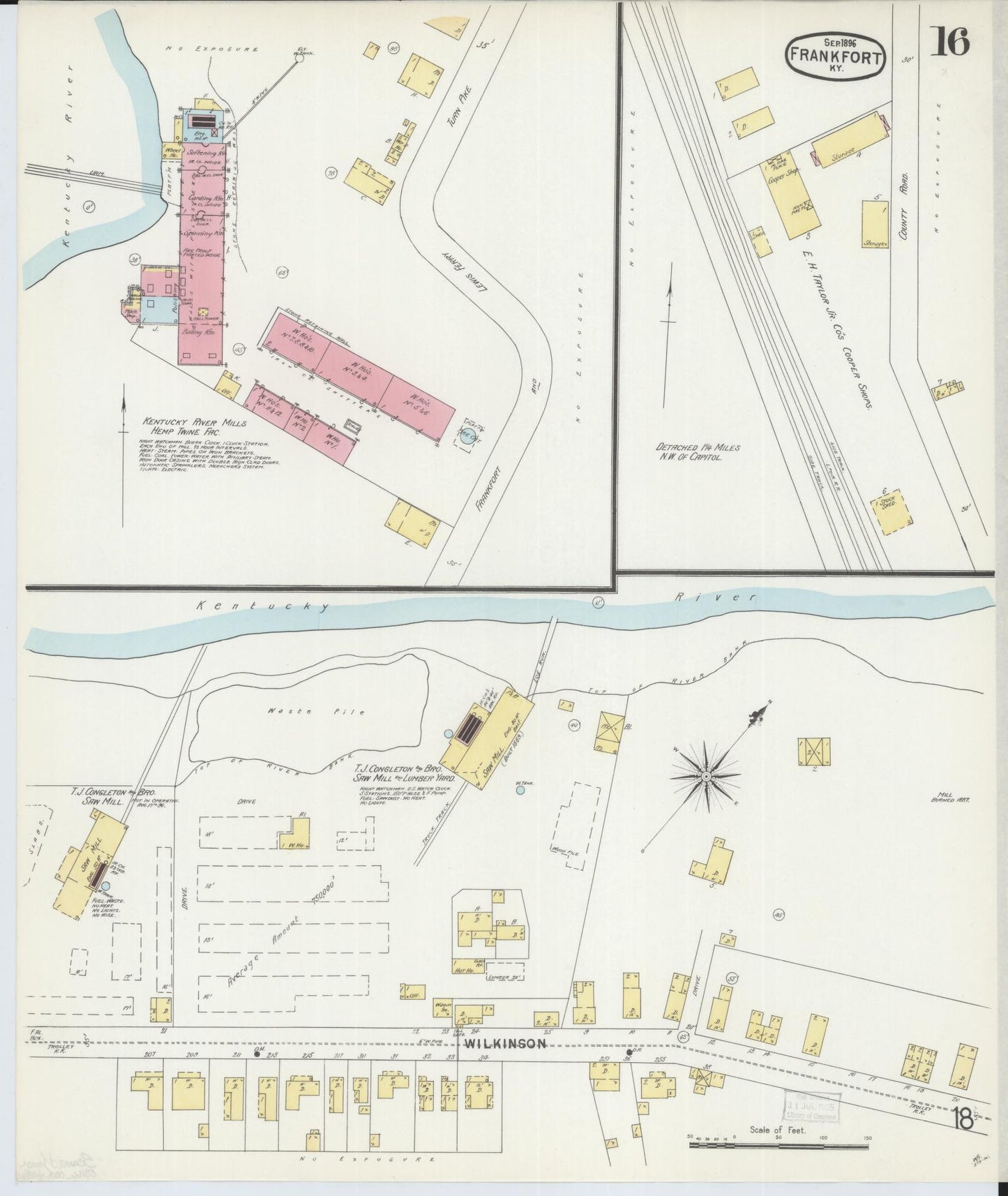 Sanborn Fire Insurance Map from Frankfort, Franklin County, Kentucky (1896), Sheet #0016 - Complete Map Set gallery image, historic Sanborn map, vintage wall art, Kentucky Kentucky