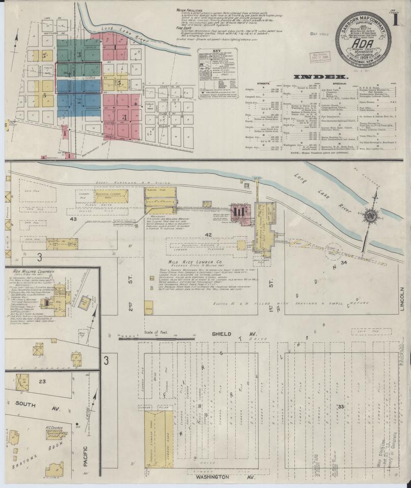 Sanborn Fire Insurance Map from Ada, Norman County, Minnesota. (1909) – Map View