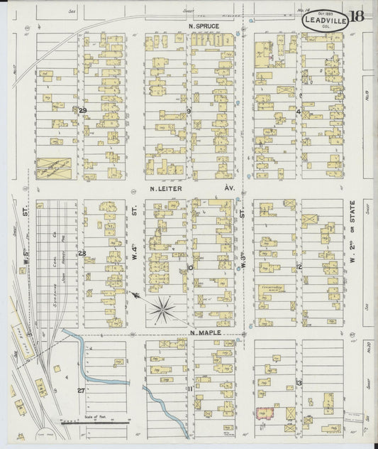 Sanborn Fire Insurance Map from Leadville, Lake County, Colorado (1889), Sheet #0018 - Historic Sanborn Fire Insurance Map Print, vintage old map wall art, antique decor, genealogy gift, Colorado Colorado map