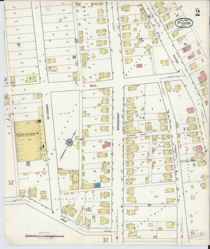 Sanborn Fire Insurance Map from Piqua, Miami County, Ohio (1920), Sheet #0002 - Historic Sanborn Fire Insurance Map Print, vintage old map wall art, antique decor, genealogy gift, Ohio Ohio map