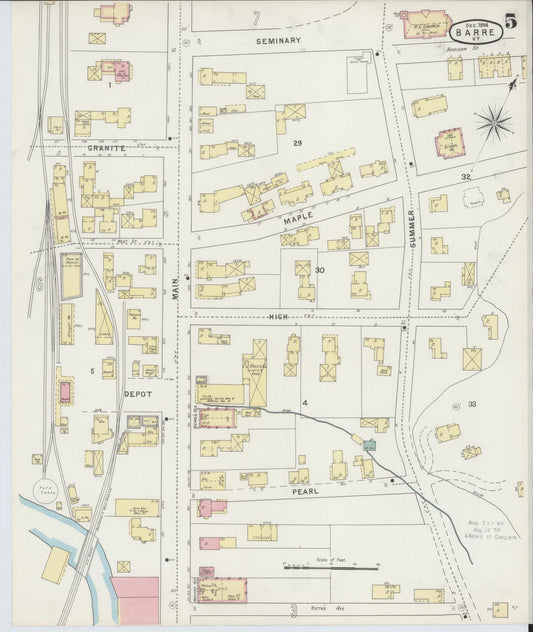 Sanborn Fire Insurance Map from Barre, Washington County, Vermont (1894), Sheet #0005 - Historic Sanborn Fire Insurance Map Print, vintage old map wall art, antique decor, genealogy gift, Vermont Vermont map