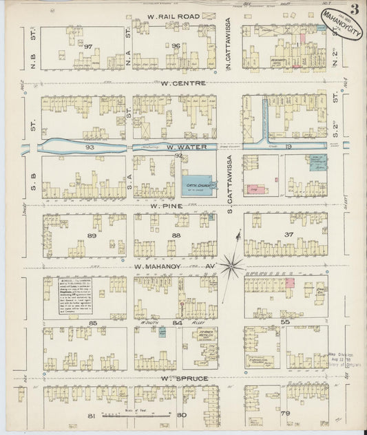 Sanborn Fire Insurance Map from Mahanoy City, Schuylkill County, Pennsylvania (1885), Sheet #0003 - Historic Sanborn Fire Insurance Map Print, vintage old map wall art, antique decor, genealogy gift, Pennsylvania Pennsylvania map