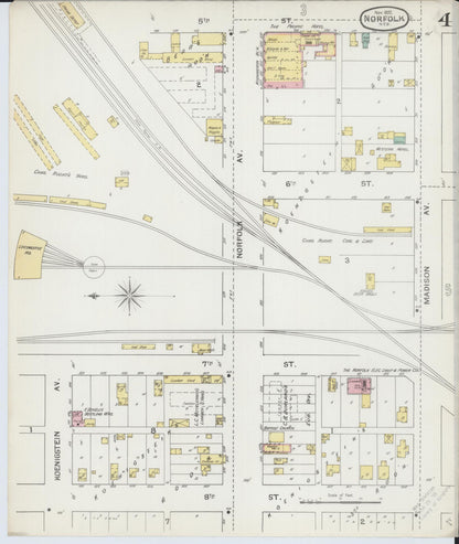 Sanborn Fire Insurance Map from Norfolk, Madison County, Nebraska (1892), Sheet #0004 - Complete Map Set gallery image, historic Sanborn map, vintage wall art, Nebraska Nebraska